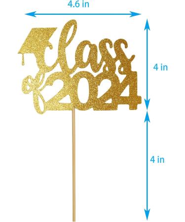 zxyxka Class of 2024 Cake Topper Congrats Grad 2024 Graduation Cake Decor High School/College Graduate Celebration Party Decoration Supplies(2 pcs Gold) - Buy Online on GoSupps.com