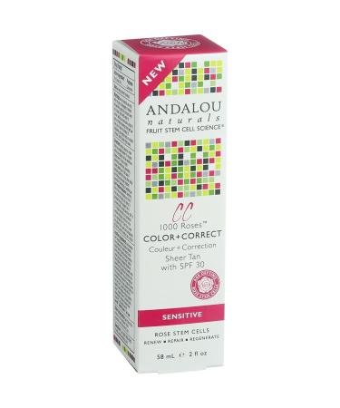 Andalou Naturals Color plus Correct - Sheer Tan with SPF 30 With Rose Stem Cells - 2 oz/58 ML - Complements most skin tones Comfortable for everyday