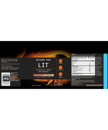 Beyond Raw LIT Clinically Dosed Pre-Workout Powder Strawberry Lemonade - 30 Servings Pack | With Caffeine, L-Citrulline, Beta-Alanine, Nitric Oxide | Preworkout Supplement - Buy Online on GoSupps.com