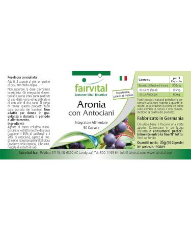Fairvital | Aronia berries with anthocyanins - Highly dosed - 90 capsules - 20% anthocyanins and polyphenols 45% - Buy Online on GoSupps.com