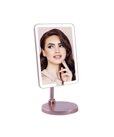 Impressions Vanity Royale Petit Lighted Makeup Mirror with LED Strip Lights  Makeup Vanity Mirror with Lights and 360 Degree Turning  5X Magnifying Mirror with Wireless Charging Pad (Rose Gold)