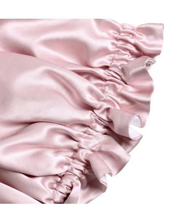 LilySilk Pure Silk Lined Cap for Women Sleep | Double Layered & Adjustable | Luxury Natural Silk Bonnet Cap in Rosy Pink+Ivory - Buy Online on GoSupps.com