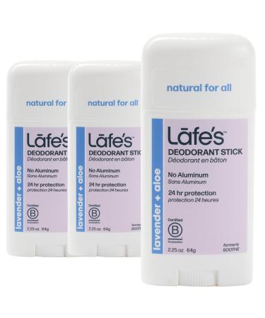 Lafe's Natural Deodorant | 2.25oz Aluminum Free Natural Deodorant Stick for Women & Men | Paraben Free & Baking Soda Free with 24-Hour Protection (Lavender & Aloe 2.25 Ounce (3-Pack))
