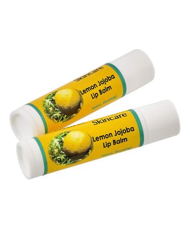 2 Pack Lemon Lip Balms with over 70% Jojoba Oil. 100% Natural with Beeswax. Naturally Moisturizing. By Desert Oasis Skincare (.15 oz/4.6 gm)