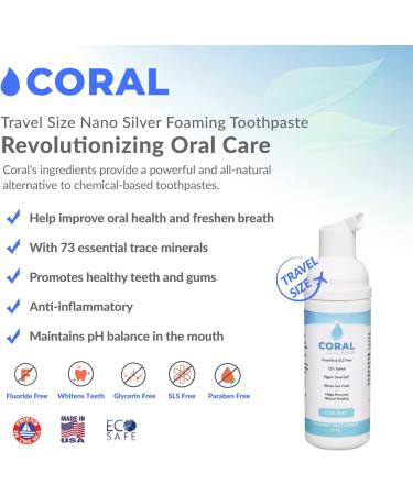 Coral White Nano Silver Foaming Toothpaste - Fluoride & Xylitol, SLS/Glycerin Free (Mint, 50ml) - Buy Online on GoSupps.com