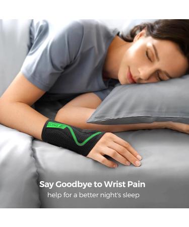 FREETOO S-Shaped Wrist Support Brace for Arthritis - Adjustable Carpal Tunnel Splint for Men and Women - Green (Medium, Left Hand) - Buy Online on GoSupps.com