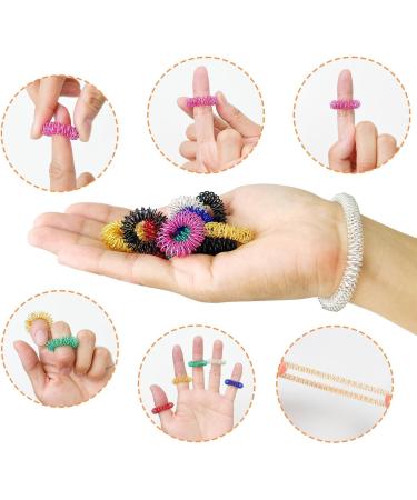 Mis.moon 52-Piece Finger Massage Ring Set | 8 Colors Spiky Sensory Anti-Stress Acupressure Rings | Quiet Stress Reducer & Massage Aid - Buy Online on GoSupps.com