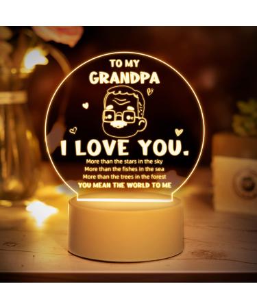Vetbuosa Grandad Gifts - Acrylic Night Light Gifts for Grandad Grandad Birthday Gifts Best Grandad Gifts Gifts for Grandfather Grandpa from Granddaughter and Grandson I Love You Grandpa Gifts Grandpa Gift Night Light