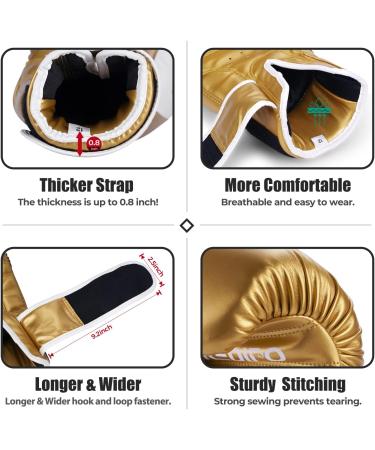 Redipo Premium Leather Boxing Gloves for Men & Women - 12OZ Gold | Sparring Heavy Bag Training Gloves for Muay Thai, Kickboxing, MMA - Buy Online on GoSupps.com