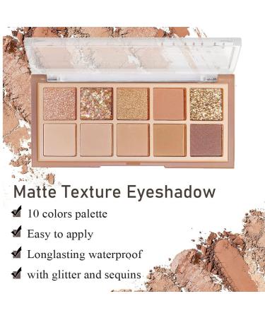 10 Colors Matte Nude Shimmer Eye Makeup Palette with Double Head Brush - High Pigmented, Long Lasting and Blendable Neutral Eye Palette - Buy Online on GoSupps.com