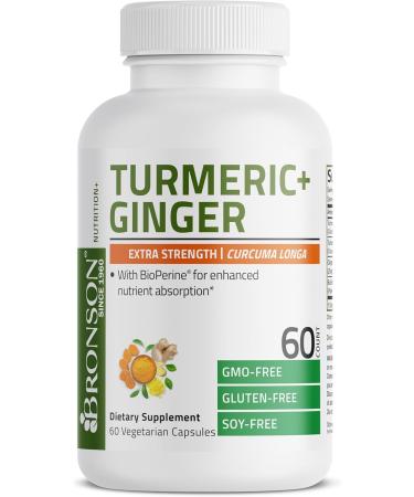 Bronson Turmeric + Ginger Extra Strength Joint Health & Digestion Support with BioPerine, Non-GMO, 60 Vegetarian Capsules Turmeric and Ginger 60 Count (Pack of 1) - Buy Online on GoSupps.com