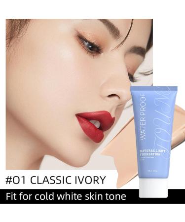 Natural Liquid Fondation Mattifying & Waterproof Liquid Concealer Beauty Cosmetics Face Foundation Camouflage Suitable for Travel Vacation Performance and Dating 01 Classic Ivory - Buy Online on GoSupps.com