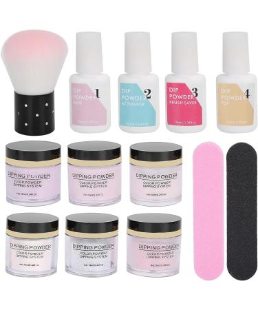 Nail Dipping Powder Set Nail Art Powder Top Base Coat Gel Dust Brush Manicure Tool Set (K1214) - Buy Online on GoSupps.com