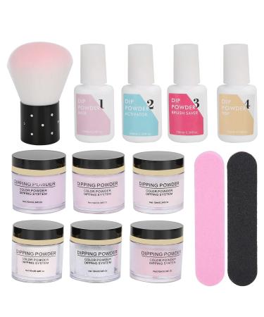 Nail Dip Powder Nail Kit Starter 6 Colors Dipping Powder Set for DIY Salon Nail Art Manicure with Base Top Coat Activator Brush Saver Christmas Gift Decoration Gift for Mom(K1214)