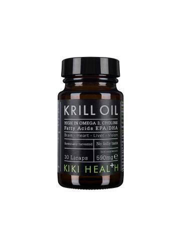 KIKI Health Krill Oil Capsules High Strength 590mg - Naturally Rich in Long-Chain Fatty Acids EPA & DHA Support Heart Brain Liver & Vision - Omega 3 Fish Oil Alternative Gluten Free - 30 Capsules