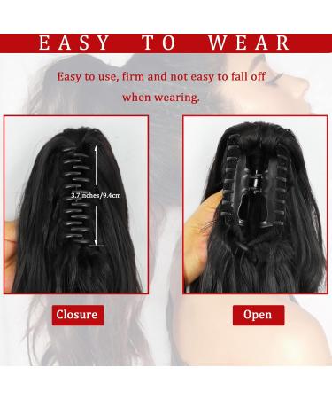 Ponytail Extensions Black Clip-In | 40cm Synthetic Hair - Realistic Look - 1B# 082A-16 - Buy Online on GoSupps.com