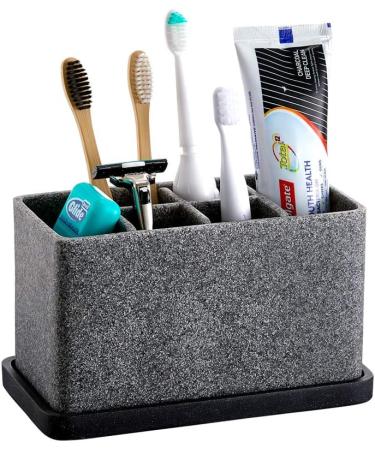 ZCCZ Create Toothbrush Holder & Bathroom Organizer Caddy - Marble Look for Toothbrushes Toothpaste Floss Razor & Make-Up Brushes - Buy Online on GoSupps.com