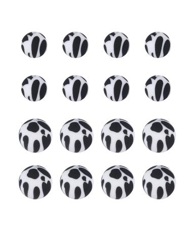 FASHEWELRY 20Pcs Milk Cow Print Silicone Beads 2 Sizes Personalized Silicone Teething Chewing Beads for DIY Bracelet Jewelry Making