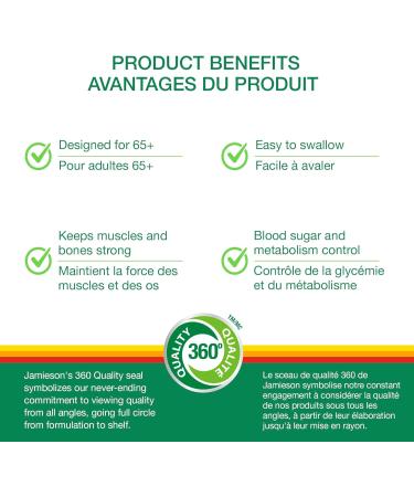 Jamieson 100% Complete Multivitamin Platinum for Adults 65+ with Calcium Lutein & Immune Support - Buy Online on GoSupps.com