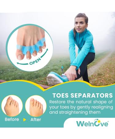 Welnove Toe Separators for Women & Men | Bunion Corrector & Hammertoe Straighteners | 5 Pairs of Toe Spacers for Yoga Practice - Buy Online on GoSupps.com