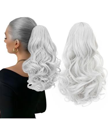 Silk-co 11" Short Curly Ponytail Extension Hair Pieces for Women Hair Extension Clip in Ponytail Hair Extensions Classic Natural Hair - Silver Grey 11 Inch Silver Grey