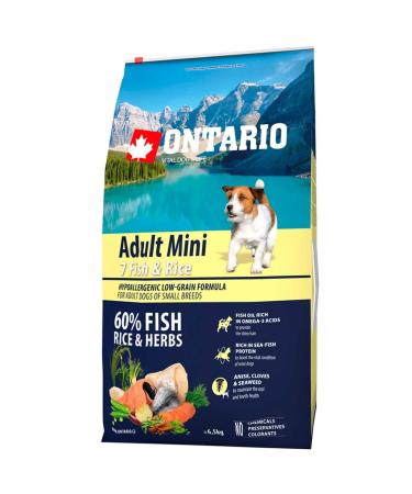 ONTARIO Adult Dog Food Small Breeds - Fish and Rice - 6.5kg
