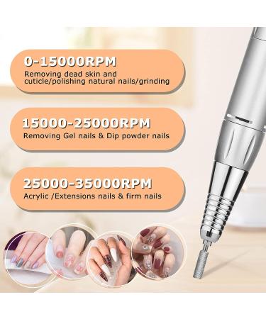35000Rpm Rechargeable Electric Nail Drill for Acrylic Nails - Professional Nail Drill Machine with 11 Bits and Storage Bag - Buy Online on GoSupps.com