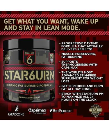 STAR6URN T6 Thermogenic Fat Burner with Chromium, Forskolin & 7 Shredding Ingredients - Appetite Suppressant for Men and Women - 30 Day Supply - Buy Online on GoSupps.com