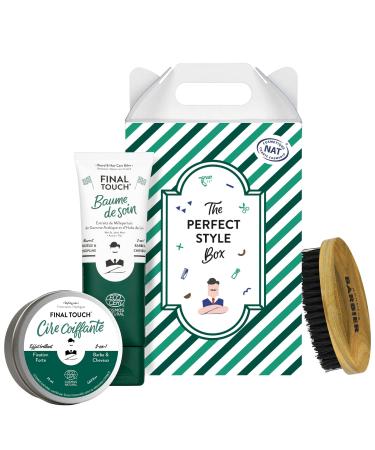 Monsieur BARBIER Men's Gift Set | Styling & Nourishing | Natural, Vegan, French | Styling Wax, Conditioner & 2-in-1 Beard & Hair Brush | For a hairstyle that can withstand anything