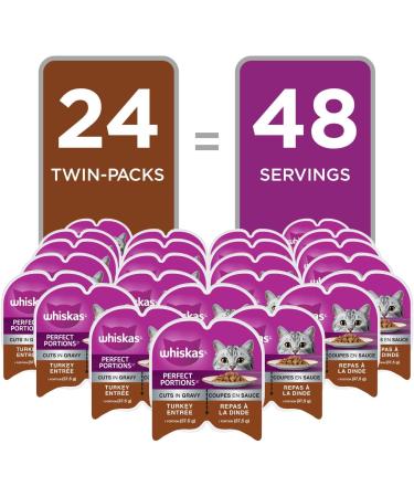 WHISKAS Perfect Portions Wet Cat Food Cuts in Gravy - Turkey - 75g (24 Pack) Cuts in Gravy Turkey 75 g (Pack of 24) - Buy Online on GoSupps.com