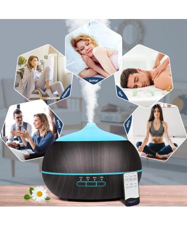 500ml Essential Oils Aromatherapy Diffuser | Ultrasonic Air Humidifier for Bedroom | Wood Grain Design | Black Fragrance Oil Diffuser - Buy Online on GoSupps.com
