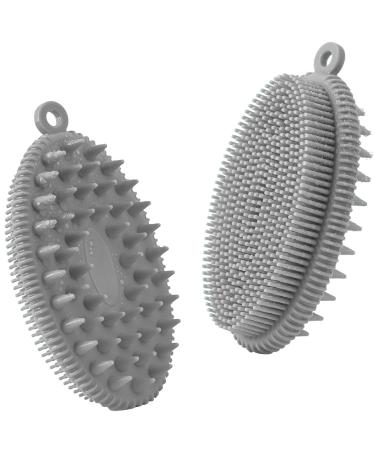 Rampula silicone body brush double -sided body washer bathing brush shower brush for deep cleaning gentle peeling and massage more hygienic than luffa/sponge for all skin types 1 piece of gray - Buy Online on GoSupps.com