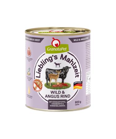 Granatapet Liebling's Meal Wild & Angus beef wet food for dogs dog food without grain & without sugar additives single feed 6 x 800 g Wild & Angus beef 800 g (6 Pack)