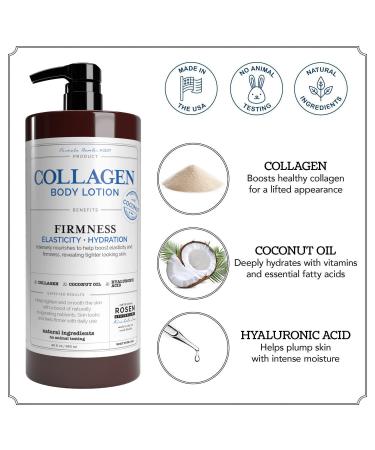 Rosen Apothecary Firming Collagen Body Lotion with Coconut Oil - 32oz x 2 | Tighten, Hydrate & Reveal Firmer Skin - Buy Online on GoSupps.com