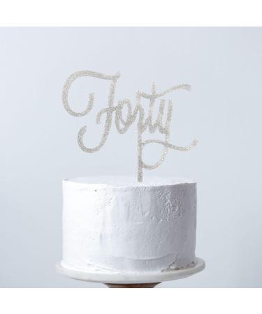 FORTY HAPPY BIRTHDAY Silver Glitter ACRYLIC Cake Topper 40 - Buy Online on GoSupps.com