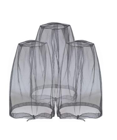 Mosquito Head Nets Gnat Repellant Head Netting for No See Ums Insects Bugs Gnats Biting Midges from Any Outdoor Activities Works over Most Hats Comes with Free Stock Pouches (3pcs Black)