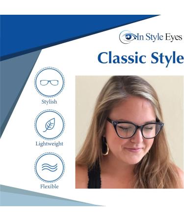 Stylish Full-Rimmed Cat Eye Reading Glasses - Non-Prescription Classic 1.0x Magnification Lens - International Shipping Available - Buy Online on GoSupps.com