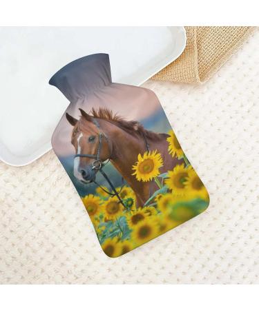 Buy Sunflower Horse Hot Water Bottle with Plush Cover | Hand Warmer for Adults & Kids - 26.5x15.3cm | International Shipping Available - Buy Online on GoSupps.com