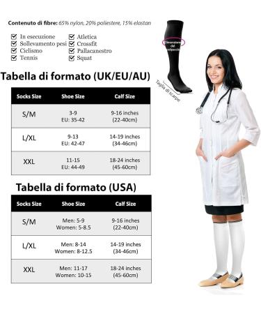 aZengear Compression Socks (20-30mmHg) for Anti DVT, Flight Travel, and Sports Support - White, L/XL - Buy Online on GoSupps.com