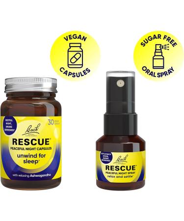 Nelsons Rescue Peaceful Night Duo - 30 Vegan Capsules & Sugar-Free Oral Spray for Restful Sleep - Buy Online on GoSupps.com