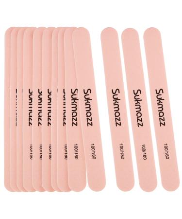 Sukmazz Nail Files Set 12PCS Professional Nail Files Double Sided Emery Board Fingernal Buffing Files for Home 100/180 Grit