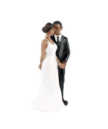 SCHOLMART African American Wedding Cake Topper Black Couple Hand Painted Durable 3x2.3x6.3 inch Resin 1 Unit