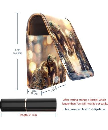 Travel Lipstick Organizer Case with Mirror | Portable Ethnic Style Makeup Bag - Indian Elephant Design - Buy Online on GoSupps.com