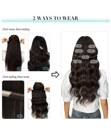 Doores Clip-In Extensions | Real Remy Hair Balayage Chocolate Brown to Caramel Blonde | 50cm 20 Inch | 7 Pieces 120g Natural Hair Extensions - Buy Online on GoSupps.com