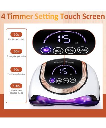NAXBEY 180W UV LED Nail Lamp for Gel Nails - Professional Salon Quality Dryer with 60 Lamp Beads, Auto Sensor, LCD Display, 4 Timers - White - Buy Online on GoSupps.com