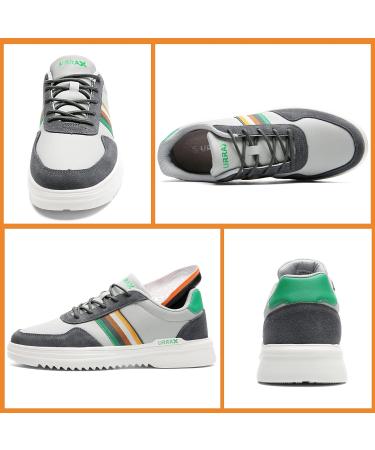 URRAX Men's Orthopedic Arch Support Leather Shoes - Plantar Fasciitis Relief | Comfortable Walking Sneakers for Heel Pain - 11W, Grey/Green - Buy Online on GoSupps.com