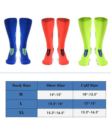 Buy Compression Socks for Men - Copper Stockings 15-20 mmHg Medical Support 3 Pairs XL - Unisex High Knee Highs in Blue Orange Green - Buy Online on GoSupps.com