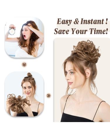 Dirty Blonde Wavy Messy Bun Scrunchie | Synthetic Ponytail Hair Extension for Women, Girls, Kids | CJL HAIR - Buy Online on GoSupps.com