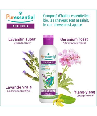 Puressentiel - Anti Lice - Pouxdoux Shampoo - Certified Organic - Ideal as a complement to anti-lice treatment - Daily use - 2 x 200 ml - Buy Online on GoSupps.com