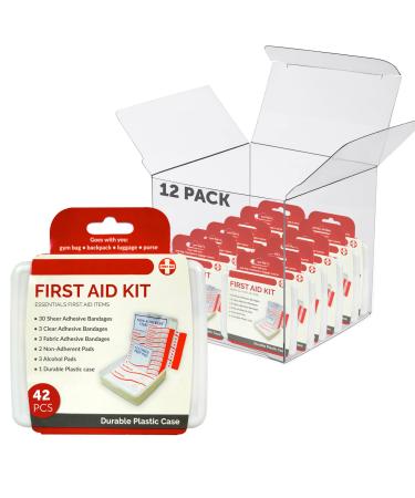DecorRack 500 Piece First Aid Kit Small Travel Size Kit First Aid Patch with 42 Items Each Durable Plastic Box Perfect for Car Home Boat or Camping (500 Pieces) 12 Pack